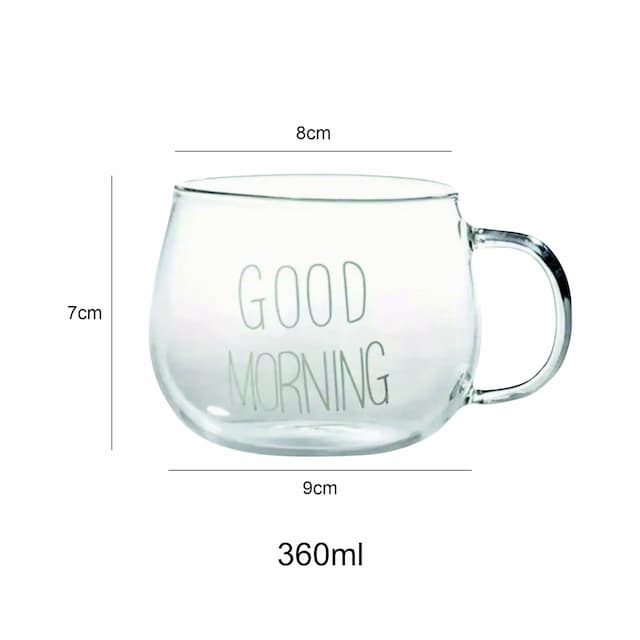 Szklany kubek z napisem "Good Morning" 360ml